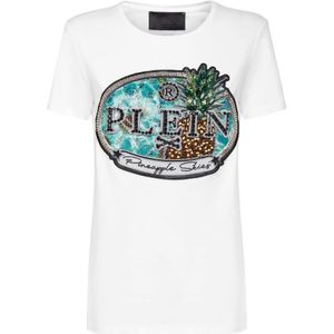 Philipp Plein, Dames, Tops, Wit, Maat: S Katoen,