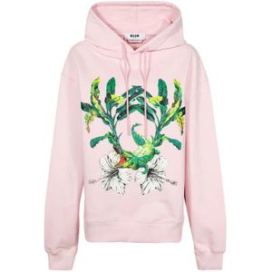 Msgm, Heren, Sweatshirts & Hoodies, Roze, Maat: S Katoen,