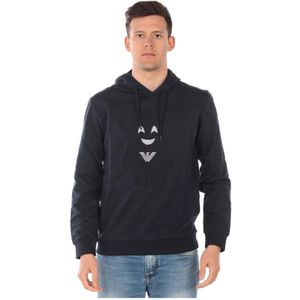 Emporio Armani, Heren, Sweatshirts & Hoodies, Blauw, Maat: L Katoen,