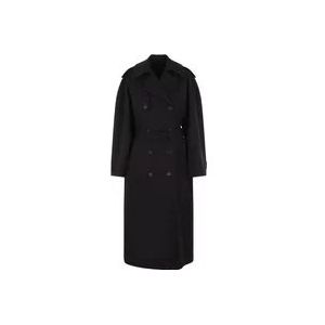 Balenciaga Zwarte Oversized Double-Breasted Trenchcoat , Black , Dames , Maat: S