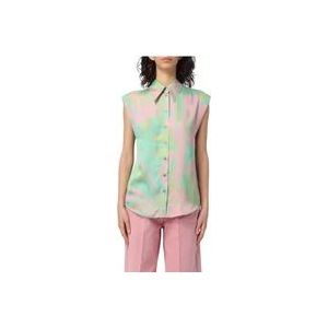 Pinko Satin Print Shirt Cabiri Stijl , Multicolor , Dames , Maat: S
