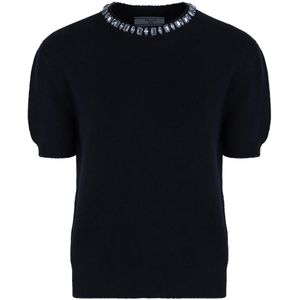 Prada, Dames, Truien, Blauw, Maat: S Wol,