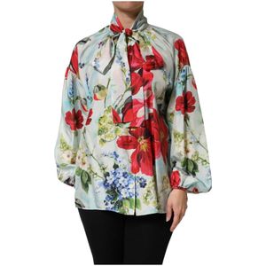 Dolce & Gabbana, Dames, Blouses & Shirts, Veelkleurig, Maat: 3XS Zijde,