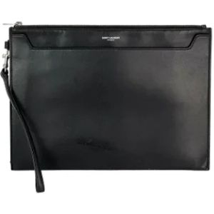 Yves Saint Laurent Vintage, Dames, Pre-owned, Zwart, Maat: ONE Size Leer,