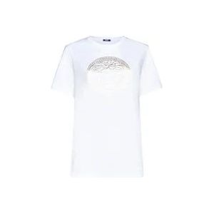 Versace Luxe Medusa Head T-shirt Wit Goud , White , Dames , Maat: S