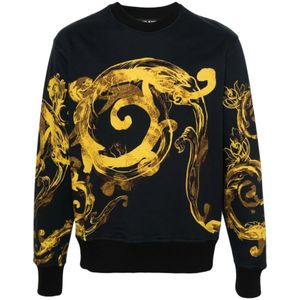 Versace Jeans Couture, Heren, Sweatshirts & Hoodies, Zwart, Maat: M Fleece,
