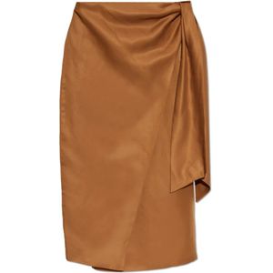 Max Mara, Dames, Rokken, Bruin, Maat: S Linnen,