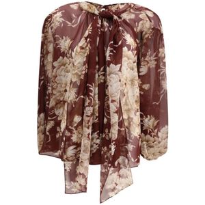 Dolce & Gabbana, Dames, Blouses & Shirts, Veelkleurig, Maat: 2XS Chiffon,