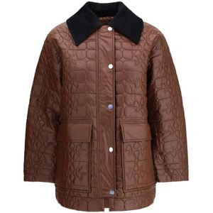 Ganni - Quilted Jacket - Damesjas - Bruin - Oversized - 100% Nylon