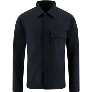 Stone Island, Heren, Jassen, Blauw, Maat: L Nylon,