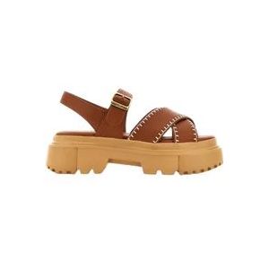 Hogan Bruine leren sandalen , Brown , Dames , Maat: 40 EU