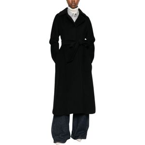 Max Mara, Dames, Mantels, Zwart, Maat: L Wol,