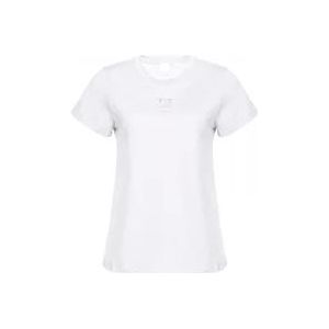 Pinko Love Birds Geborduurd T-shirt met korte mouwen , White , Dames , Maat: M