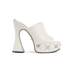 Gucci Witte Platform Sandalen met Double G Logo , White , Dames , Maat: 40 EU