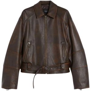 Weekend Max Mara, Dames, Jassen, Bruin, Maat: M Leer,