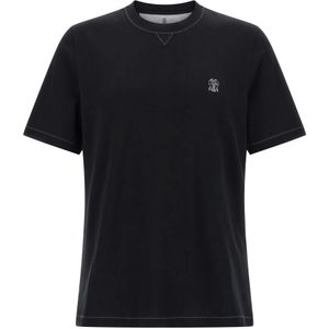 Brunello Cucinelli, Heren, Tops, Zwart, Maat: S Katoen,
