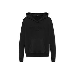 Balmain Logo-geborduurde hoodie , Black , Heren , Maat: L