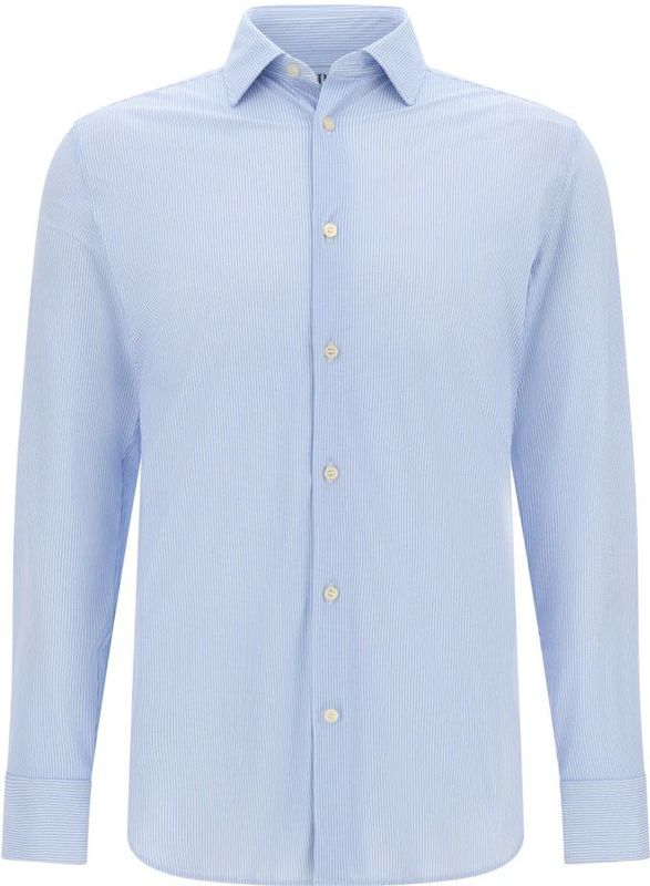 Boggi Milano - B Tech Slim Fit Stretch Nylon Overhemd - Blauw