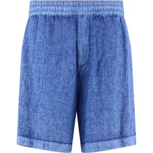 Burberry, Heren, Korte broeken, Blauw, Maat: M Linnen,