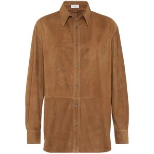 Brunello Cucinelli, Dames, Blouses & Shirts, Bruin, Maat: XS