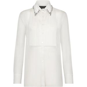 Philipp Plein, Dames, Blouses & Shirts, Wit, Maat: S Zijde,