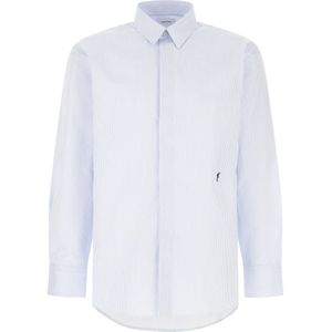 Ferragamo, Heren, Overhemden, Blauw, Maat: S Katoen,