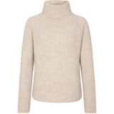 Drykorn - Arwen - Pullover - Beige - Geribbelde Breisel - Opstaande Kraag