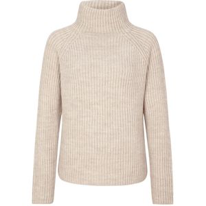 Drykorn - Arwen - Pullover - Beige - Geribbelde Breisel - Opstaande Kraag