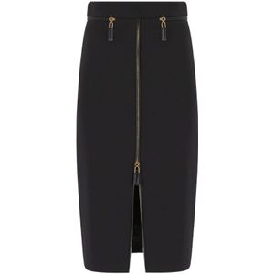 Elisabetta Franchi, Dames, Rokken, Zwart, Maat: S Leer,