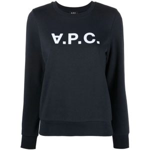 A.p.c. Hoodie - Donkerblauw - Katoen - Bedrukt Logo