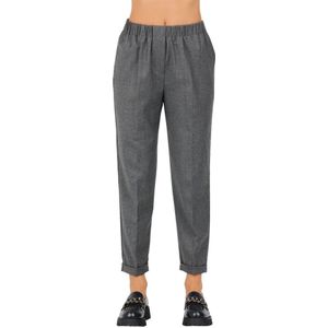 Rosso35, Dames, Broeken, Grijs, Maat: M Flanel,