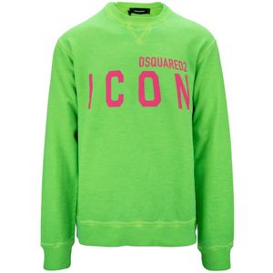 Dsquared2, Heren, Sweatshirts & Hoodies, Groen, Maat: XL Katoen,
