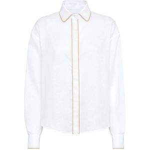 MVP wardrobe, Dames, Blouses & Shirts, Wit, Maat: XS Linnen,