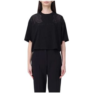 Elisabetta Franchi, Dames, Tops, Zwart, Maat: XL