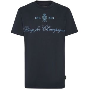 Philipp Plein, Heren, Tops, Blauw, Maat: S Katoen,