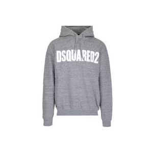 Dsquared2 Grijze Casual Logo Hoodie , Gray , Heren , Maat: XS