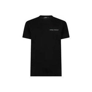 Dsquared2 Zwarte katoenen T-shirt met logo print , Black , Heren , Maat: M