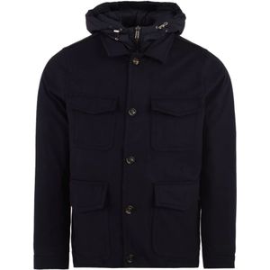 Moorer, Heren, Jassen, Blauw, Maat: L Wol,