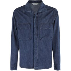 Aspesi, Heren, Overhemden, Blauw, Maat: XL Denim,