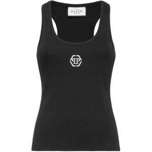 Philipp Plein, Dames, Tops, Zwart, Maat: XS Katoen,