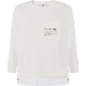 Elisabetta Franchi, Dames, Sweatshirts & Hoodies, Wit, Maat: XS Katoen,