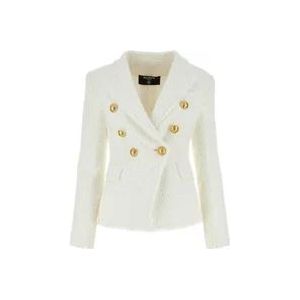 Balmain Witte tweed blazer - Klassiek model , White , Dames , Maat: XS