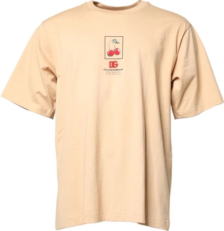 Dolce & Gabbana - Short Sleeve T-shirt - Beige - Regular Fit