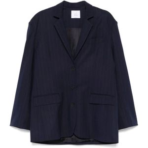 LE Sully Studio, Dames, Jassen, Blauw, Maat: XS Leer,