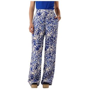 Jansen Amsterdam - Dames Broek - Blauw - Bedrukte Lange Broek