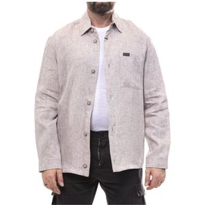 Fay, Heren, Overhemden, Beige, Maat: M Linnen,