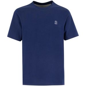 Brunello Cucinelli, Heren, Tops, Blauw, Maat: S Katoen,
