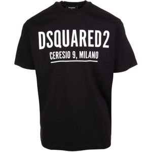 Dsquared2, Heren, Tops, Zwart, Maat: S
