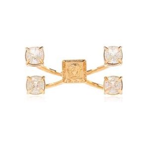 Versace Dubbele ring met kristallen , Yellow , Dames , Maat: S