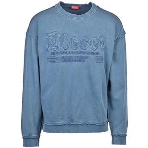 Diesel, Heren, Sweatshirts & Hoodies, Blauw, Maat: M Katoen,